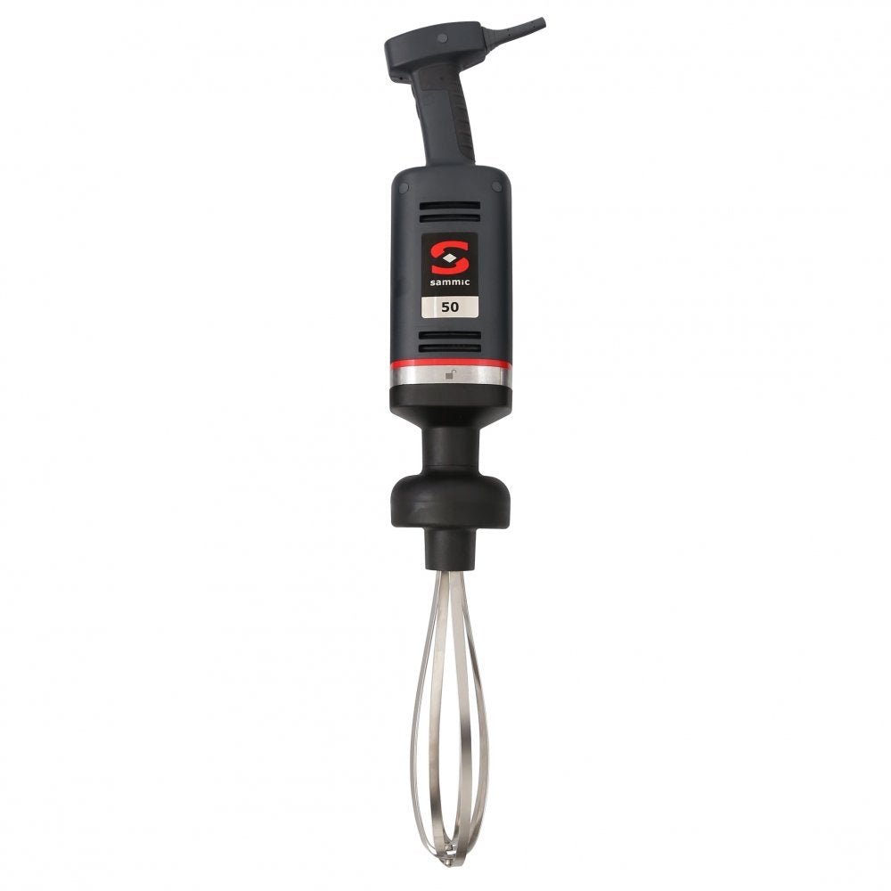 Batidora de varillas profesional Sammic B-50 con accesorio batidor, ideal para montar claras y masas ligeras.