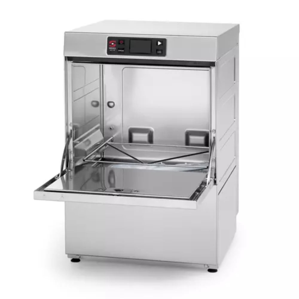 Lavavasos industrial Sammic UX-40 con puerta abierta